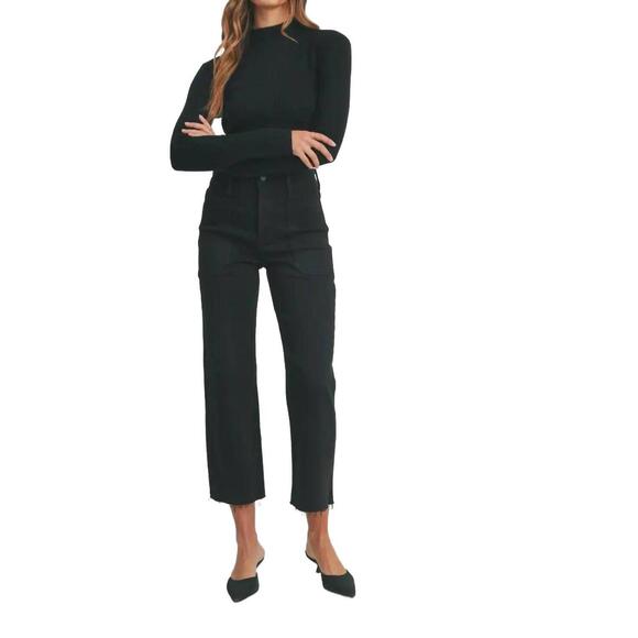 JUST BLACK DENIM Denim - NEW JUST BLACK DENIM high rise wide leg utility pocket jean in black